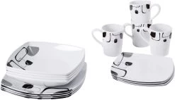 Brunner Melamine Serviesset, Wit/zwart