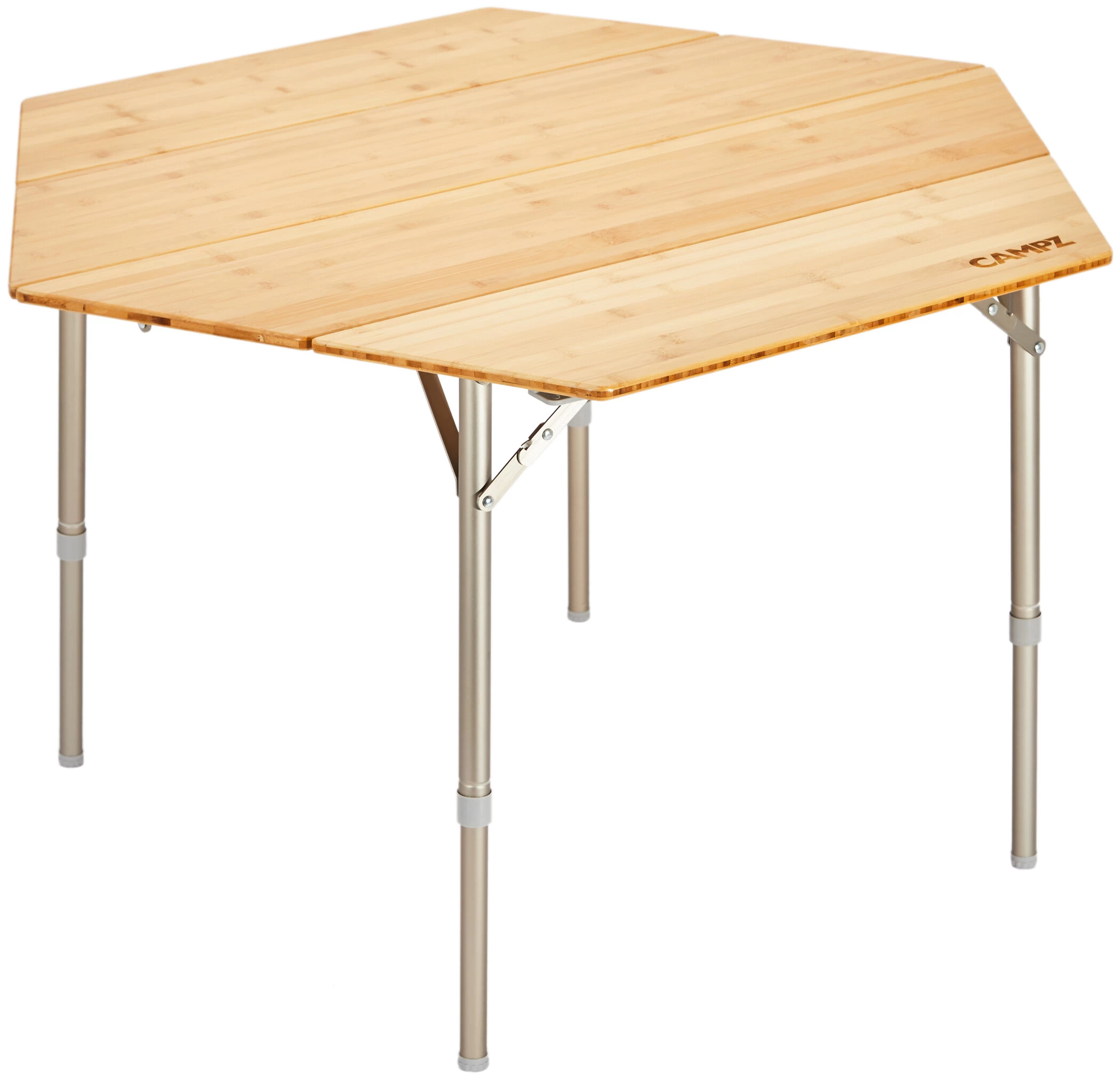 CAMPZ Hexa Bamboe Vouwtafel 100x86x40/60cm, Bruin 1 CAMPZ Hexa Bamboe Vouwtafel 100x86x40/60cm, Bruin