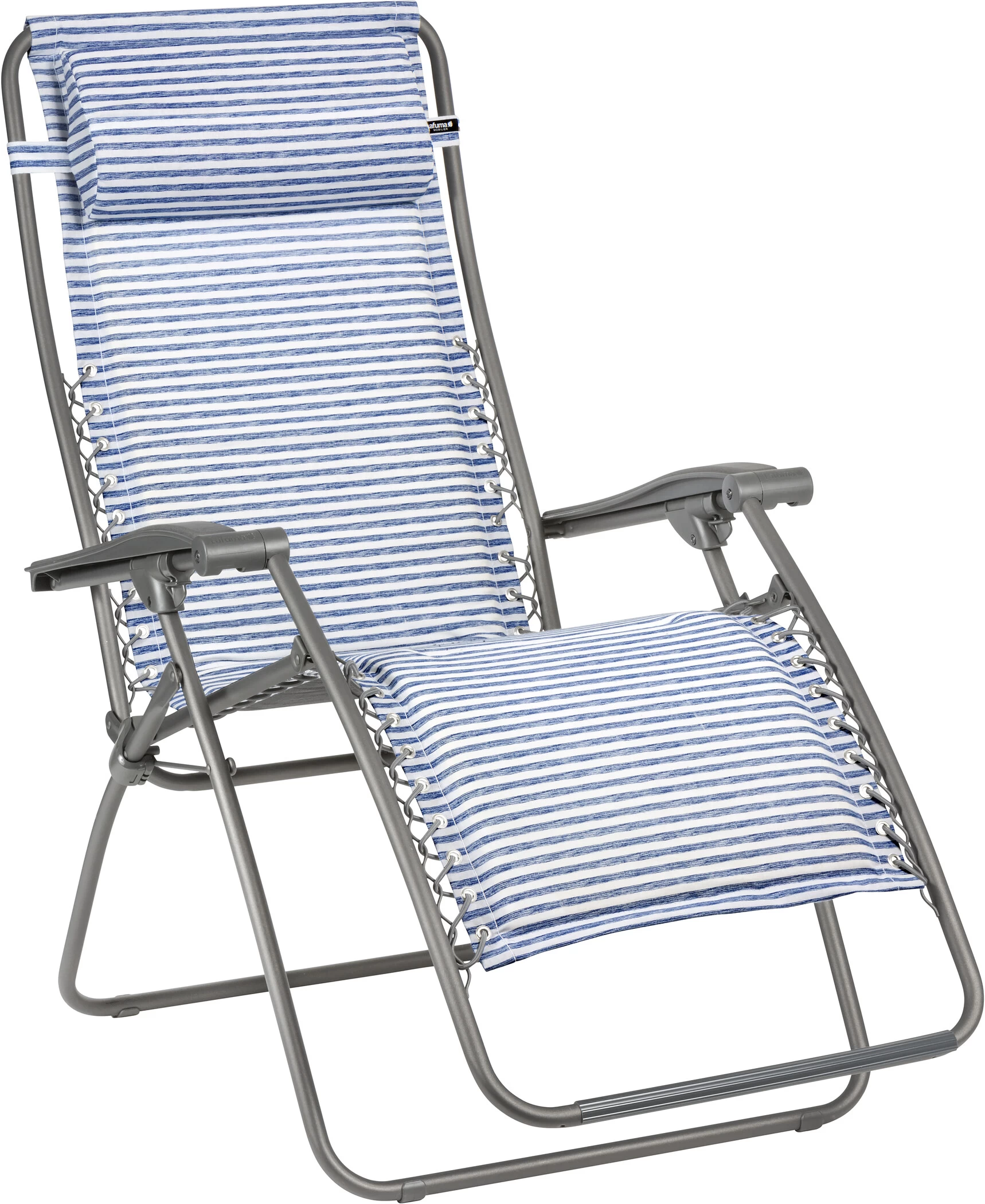 Lafuma Mobilier RSX Relax Stoel Polykatoen, Blauw/wit 1 Lafuma Mobilier RSX Relax Stoel Polykatoen, Blauw/wit
