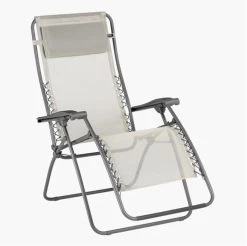 Lafuma Mobilier RSXA Relax Stoel Met Cannage Phifertex, Beige/grijs