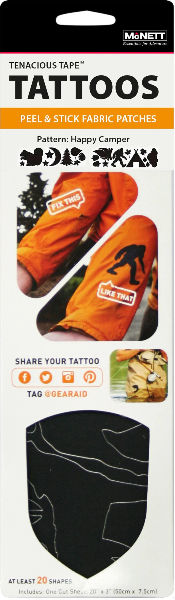 GEAR AID Tenacious Reparatie Tattoos Happy Camper 1 GEAR AID Tenacious Reparatie Tattoos Happy Camper