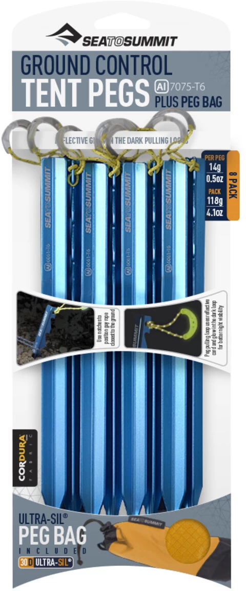 Sea To Summit Ground Control Tentharingen 8 Stuks, Blauw 1 Sea To Summit Ground Control Tentharingen 8 Stuks, Blauw